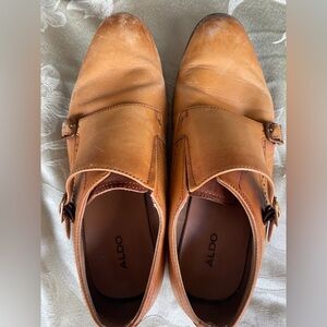Aldo Men's Leather Monk 2 Buckle Shoes US Size 10-Please read
